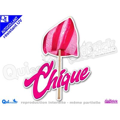 sticker autocollant titre 1 CHIQUE couleur au choix