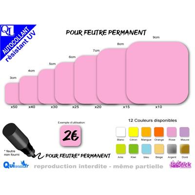 stick ETIQUETTES CARREES adhésives résistant UV