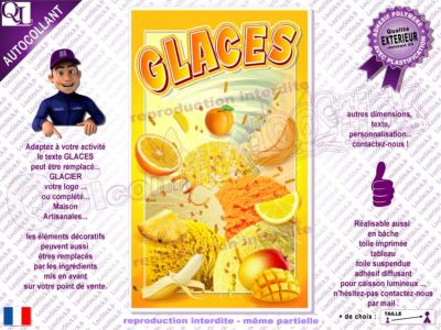 Autocollant Affiche plv GLACES boules orange Glacier