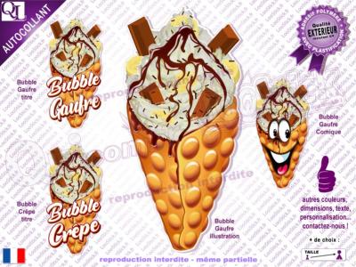 Autocollant BUBBLE Gaufre Banane Chocolat