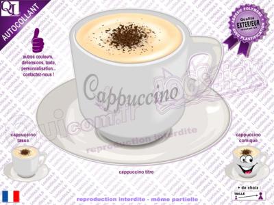 Autocollant tasse CAPPUCCINO crème