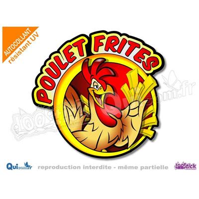 Autocollant POULET FRITES jaune rouge