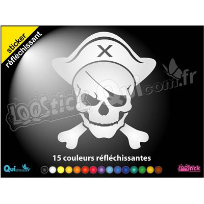 Sticker TETE DE MORT CHAPEAU PIRATE OS 