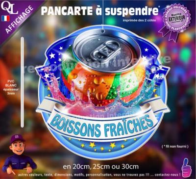 PANCARTE à suspendre BOISSONS FRAICHES ruban forain