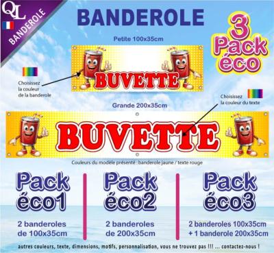 Banderole BUVETTE CANETTE COMIQUE ROUGE Pack éco au choix