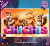 Autocollant CHICHIS CHURROS titre 3D écureuils affiche