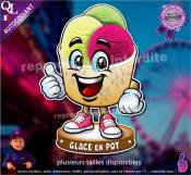 Autocollant GLACE BOULE en POT MASCOTTE COMIQUE ref1