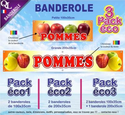 Banderole POMMES verte jaune rouge Pack éco au choix