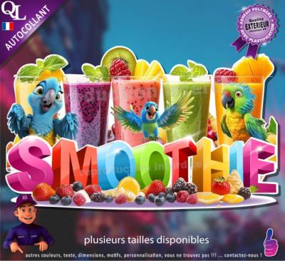 Autocollant SMOOTHIE titre 3D perroquets sticker