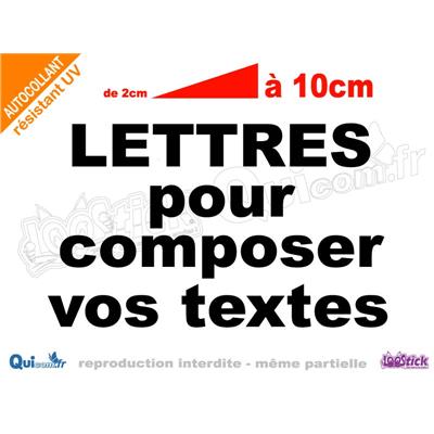 10 lettres adhésives de 2 à 10cm de hauteur
