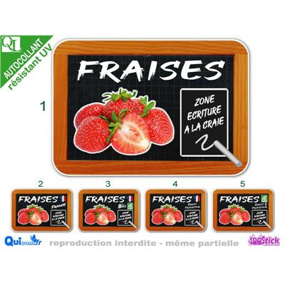 Sticker affiche FRAISES motif ardoise avec ZONE CRAIE