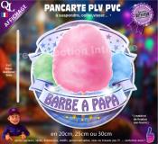 PANCARTE PLV PVC BARBE A PAPA ruban forain