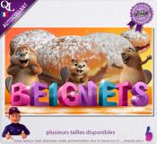 Autocollant BEIGNETS titre 3D CASTOR affiche