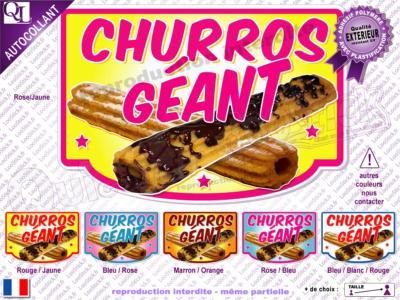 Autocollant CHURROS Géant cadre plv forain