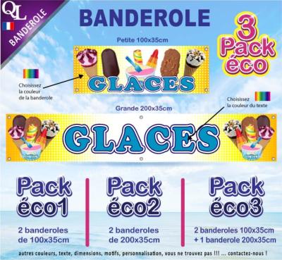 Banderole GLACES ( à emporter ) Pack éco au choix