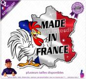 Autocollant MADE IN FRANCE COQ CARTE