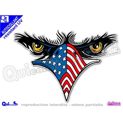 Autocollant AIGLE BEC DRAPEAU AMERICAIN sticker résistant UV