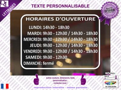 Lettrage Adhésif Horaires CADRE Simple