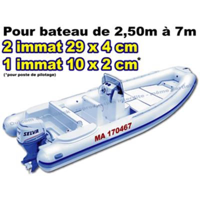 Immatriculation adhésive Bateau Pneumatique 29x4cm