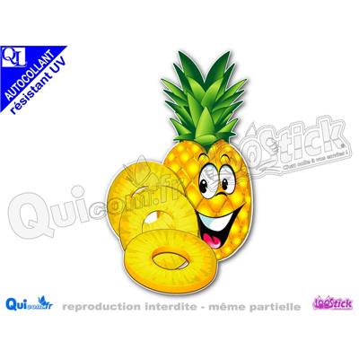 sticker autocollant ANANAS COMIQUE adhésif résistant UV