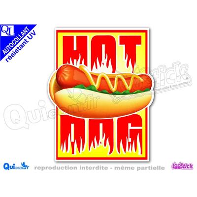 Autocollant HOT DOG encadré rouge