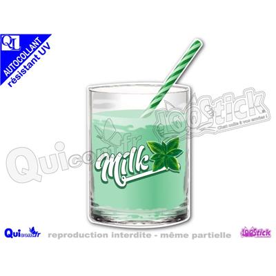 Sticker autocollant VERRE de LAIT MENTHE adhésif résistant UV