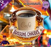 PANCARTE PLV PVC boissons chaudes CAFÉ ruban forain