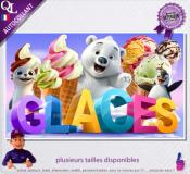 Autocollant GLACES à L'ITALIENNE et BOULE TITRE 3D affiche