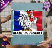 Autocollant MADE IN FRANCE COQ DRAPEAU