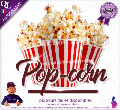 Autocollant POP CORN forain titre STICKER