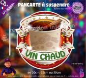 PANCARTE à suspendre VIN CHAUD ruban forain