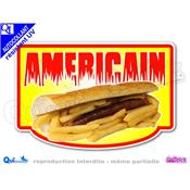 Autocollant AMERICAIN MERGUEZ FRITES cadre - couleurs au choix