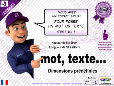 ligne de texte autocollant dimensions predéfinies