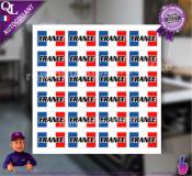 autocollant 24 rectangles FRANCE BLEU BLANC ROUGE