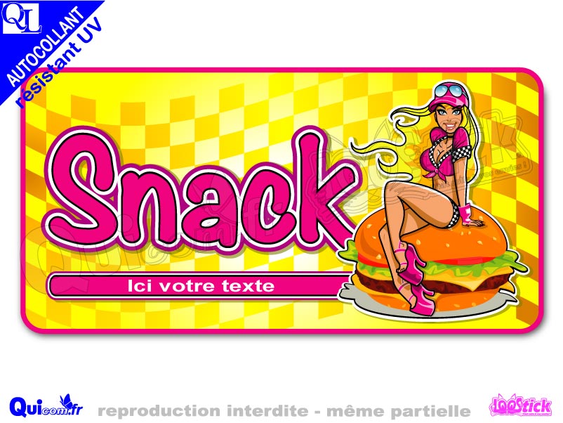 Vente Autocollant  sticker snack  deco pin up QUICOM 