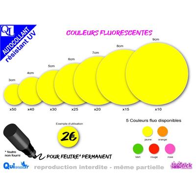 stick ETIQUETTES RONDES adhésives couleur FLUO