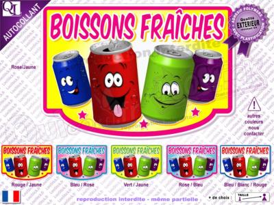 Autocollant BOISSONS FRAICHES cadre plv forain (ref1)