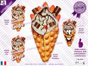 Autocollant BUBBLE Gaufre Fraises Chocolat