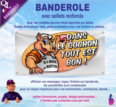 Banderole slogan COCHON plv stand charcutier