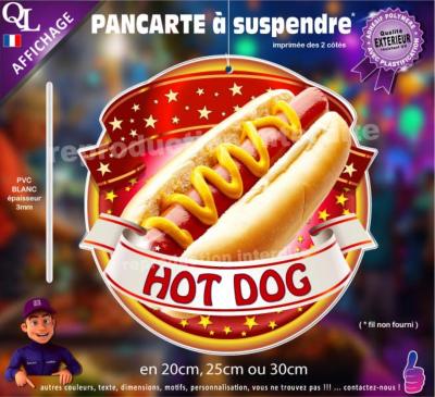 PANCARTE à suspendre HOT DOG ruban forain