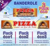 Banderole PIZZA au FEU de BOIS Pack éco au choix