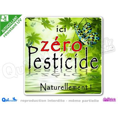 sticker ZERO PESTICIDE motif PAPILLON adhésif résistant UV