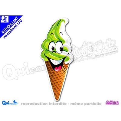 GLACE ITALIENNE GAUFRE COMIQUE PISTACHE autocollant