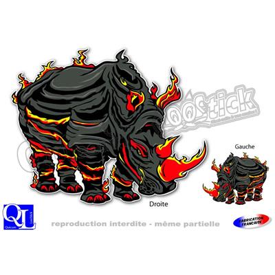 Autocollant RHINOCEROS FLAMMES sticker résistant UV