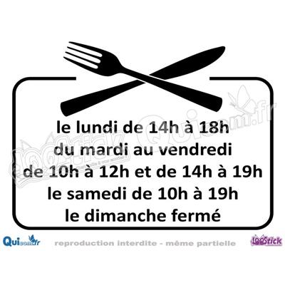 Lettrage Adhésif Horaires motif RESTAURANT