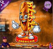 Autocollant AMERICAIN SANDWICH MASCOTTE COMIQUE ref1