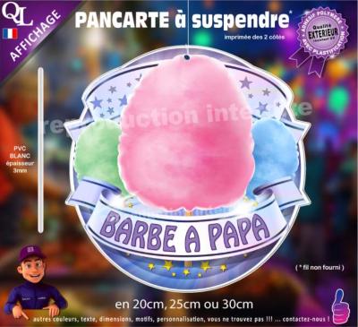 PANCARTE à suspendre BARBE A PAPA ruban forain