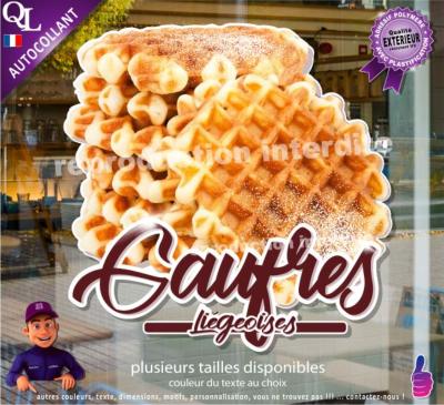Autocollant GAUFRES LIEGEOISES détouré forain STICKER