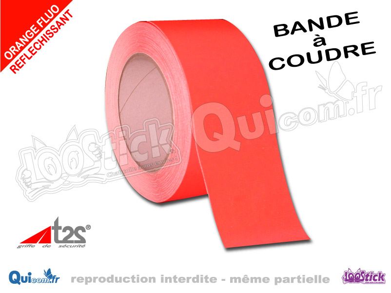 Bande REFLECHISSANTE à Coudre Tissu ORANGE Fluo - QUICOM 