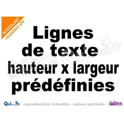 ligne de texte autocollant dimensions predéfinies
